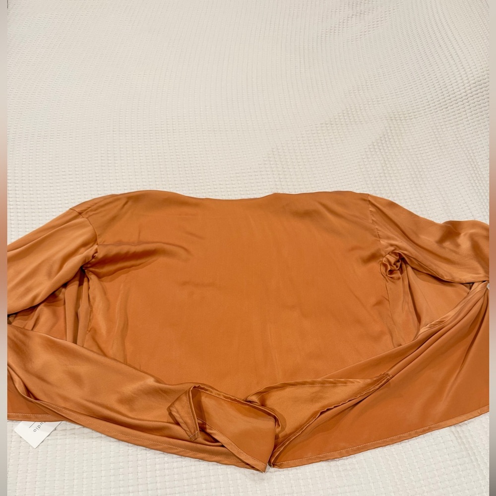 NWT MBS Wrap Top 100% Silk Charmeuse one size peach pink naturally dyed - Picture 10 of 12
